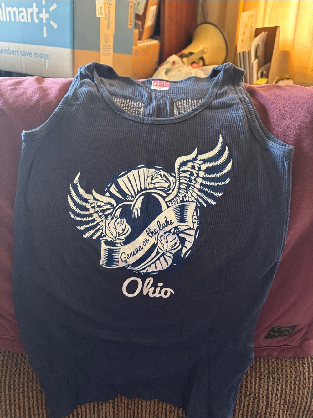 Ohio Graphic Ribbed Tank Top - Navy